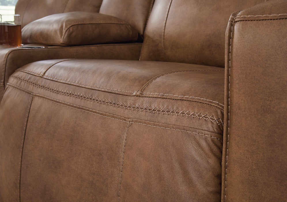 Game Plan Caramel Power Reclining Loveseat