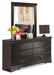 Huey Vineyard Black Queen Sleigh Bed with Mirrored Dresser and 2 Nightstands - One Stop Furniture
