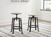 Lesterton Light Brown/Black Counter Height Stool (Set of 2) - One Stop Furniture