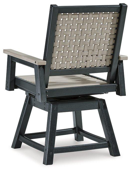 Mount Valley Driftwood/Black Swivel Chair (Set of 2)