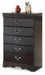 Huey Vineyard Black Queen Sleigh Bed with Dresser, Mirror, Chest and Nightstand - One Stop Furniture