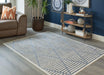 Finnlett Cream/Blue 7'10" x 9'10" Rug - One Stop Furniture