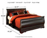 Huey Vineyard Black Queen Sleigh Bed with Dresser, Mirror and Chest of Drawers - One Stop Furniture