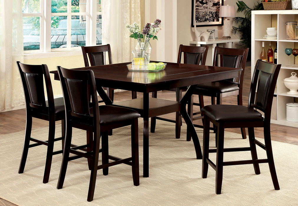 BRENT II Dark Cherry 7 Pc. Counter Ht. Dining Table Set