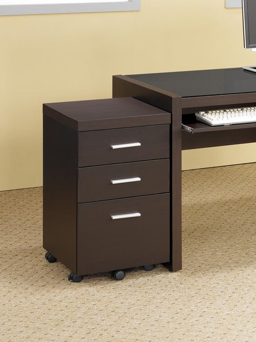 Skylar Contemporary Cappuccino Three Drawer Mobile File Cabinet