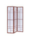 Transitional Brown Red Three Panel Screen - One Stop Furniture