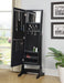 Transitional Black Cheval Mirror and Jewelry Armoire - One Stop Furniture