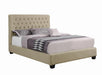 Chloe Transitional Oatmeal Upholstered California King Bed - One Stop Furniture