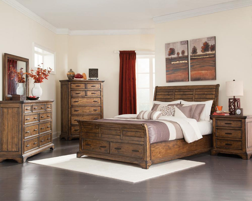 Elk Grove Rustic Vintage Bourbon Queen Bed