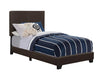 Dorian Brown Faux Leather Upholstered Twin Bed - One Stop Furniture