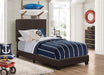 Dorian Brown Faux Leather Upholstered Twin Bed - One Stop Furniture