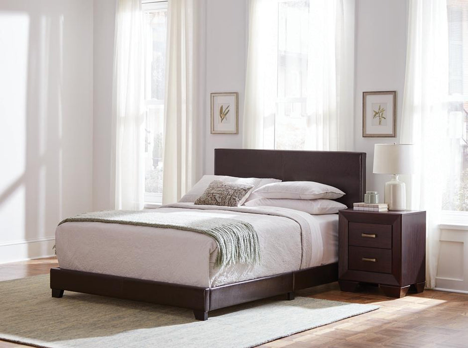 Dorian Brown Faux Leather Upholstered Full Bed