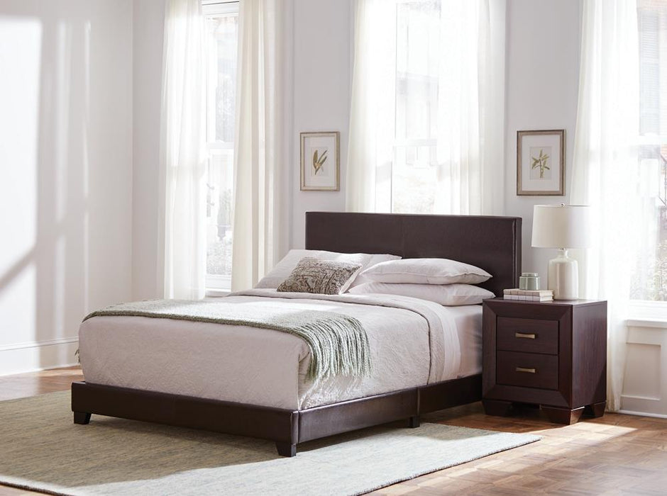 Dorian Brown Faux Leather Upholstered King Bed