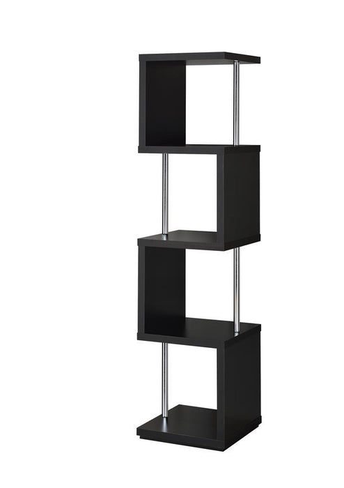 Modern Black Four Tier Bookcase