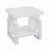 Transitional Glossy White End Table - One Stop Furniture
