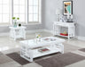 Transitional Glossy White End Table - One Stop Furniture