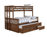 Atkin Weathered Walnut Twin XL over Queen Bunk Bed - One Stop Furniture