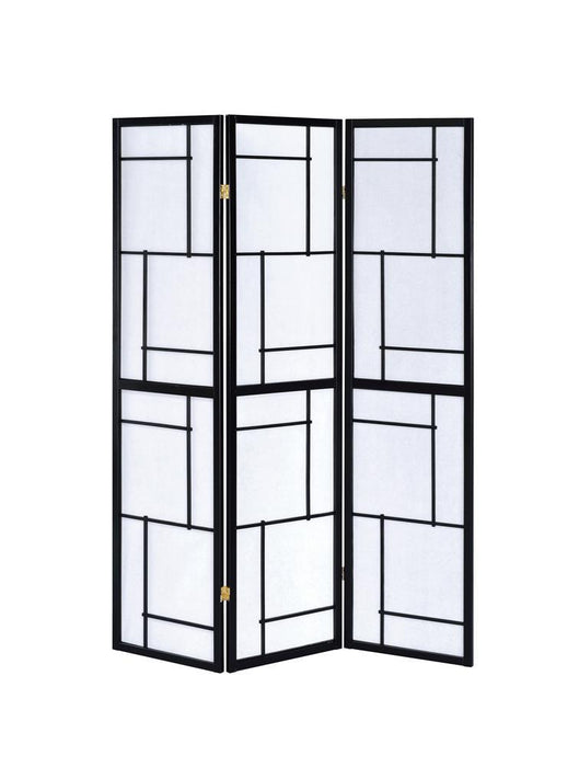 G900102 Contemporary Black Three Panel Screen