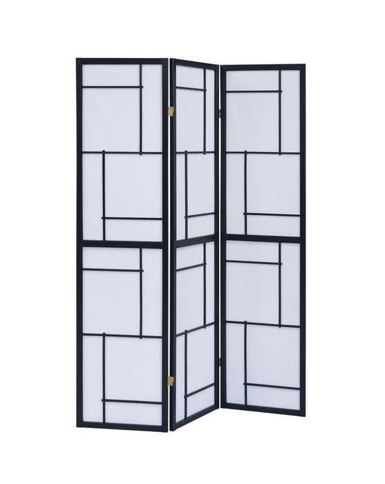 G900102 Contemporary Black Three Panel Screen