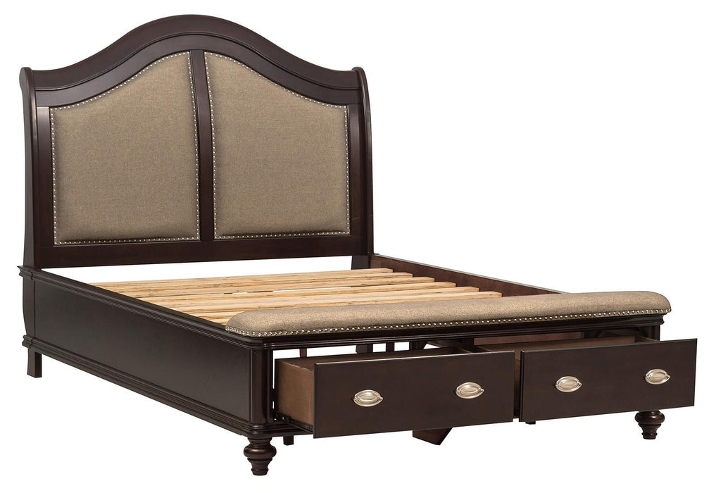 Homelegance Marston Queen Sleigh Storage Bed in Dark Cherry 2615DC-1 - One Stop Furniture
