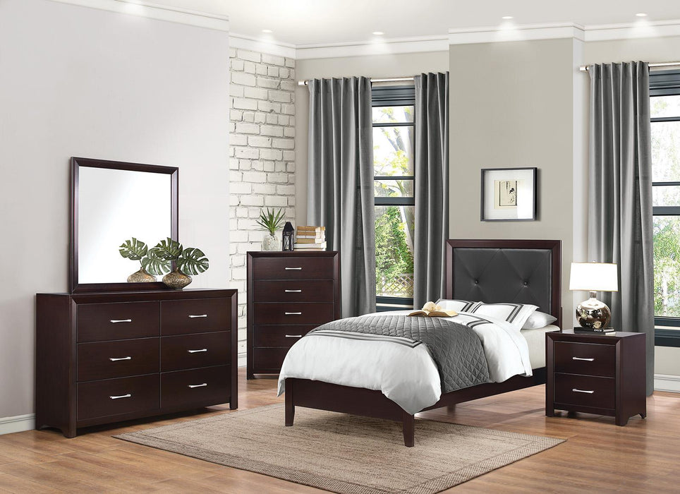 Homelegance Edina Full Panel Bed in Espresso-Hinted Cherry 2145F-1 - One Stop Furniture