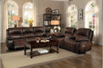 Homelegance Furniture Mahala Double Reclining Sofa in Brown 8200BRW-3PW - One Stop Furniture