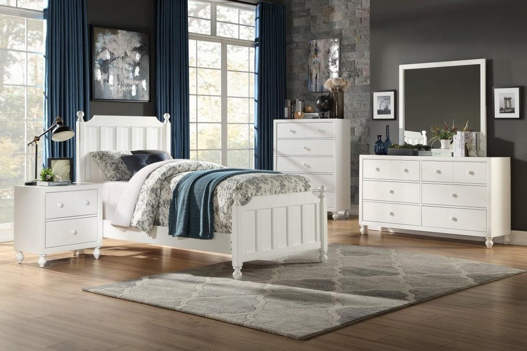 Homelegance Wellsummer Twin Panel Bed in White 1803WT-1* - One Stop Furniture