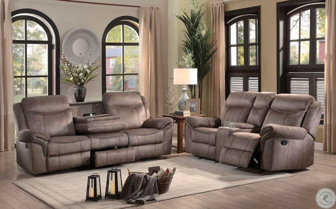 Homelegance Furniture Aram Double Glider Reclining Sofa in Dark Brown 8206NF-3 - One Stop Furniture
