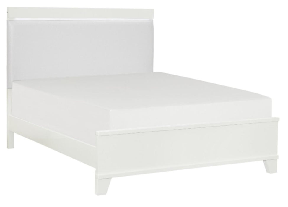 Homelegance Kerren King Platform Bed in White 1678WK-1EK* - One Stop Furniture