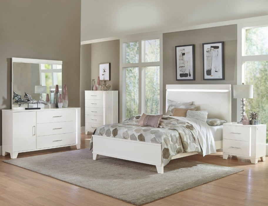 Homelegance Kerren King Platform Bed in White 1678WK-1EK* - One Stop Furniture