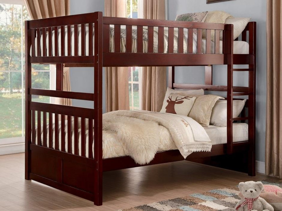 Homelegance Rowe Full/Full Bunk Bed in Dark Cherry B2013FFDC-1*