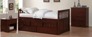 Homelegance Rowe Twin/Twin Trundle Bed w/ Two Storage Drawers in Dark Cherry B2013PRDC-1* - One Stop Furniture