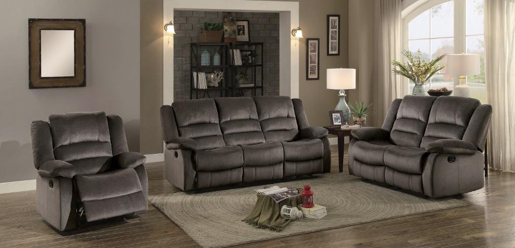 Homelegance Furniture Jarita Double Reclining Sofa in Chocolate