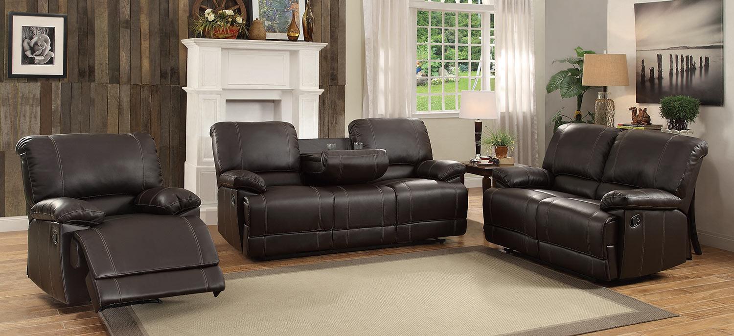 Homelegance Furniture Cassville Double Reclining Loveseat in Dark Brown 8403-2 - One Stop Furniture