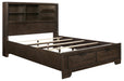 Homelegance Chesky King Bookcase Bed with Footboard Storage in Warm Espresso 1753K-1EK* - One Stop Furniture