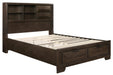 Homelegance Chesky Queen Bookcase Bed with Footboard Storage in Warm Espresso 1753-1* - One Stop Furniture