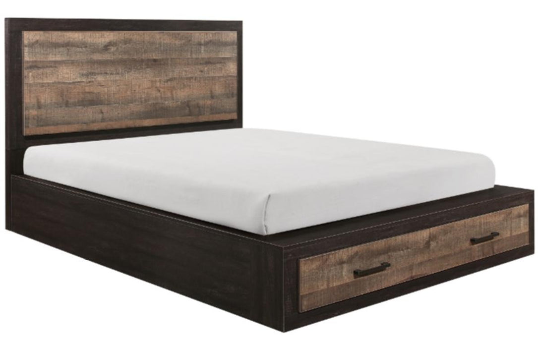 Homelegance Miter Queen Platform Bed with Footboard Storage in Rustin Mahogany & Dark Ebony 1762-1* - One Stop Furniture