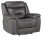 Homelegance Furniture Danio Power Double Reclining Chair with Power Headrests in Dark Gray 9528DGY-1PWH - One Stop Furniture