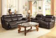Homelegance Furniture Marille Double Glider Reclining Loveseat with Center Console in Brown - One Stop Furniture