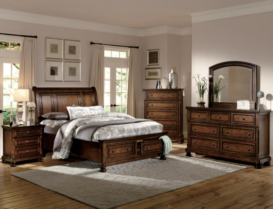 Homelegance Cumberland King Sleigh Platform Bed with Footboard Storage in Brown Cherry 2159K-1EK* - One Stop Furniture