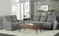 Homelegance Furniture Edition Power Double Lay Flat Reclining Sofa in Dove Grey 9804DV-3PWH - One Stop Furniture