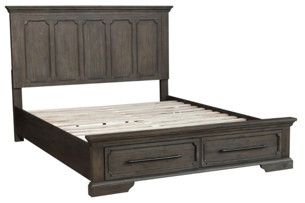 Homelegance Taulon Queen Platform Bed with Footboard Storage in Dark Oak 5438-1* - One Stop Furniture