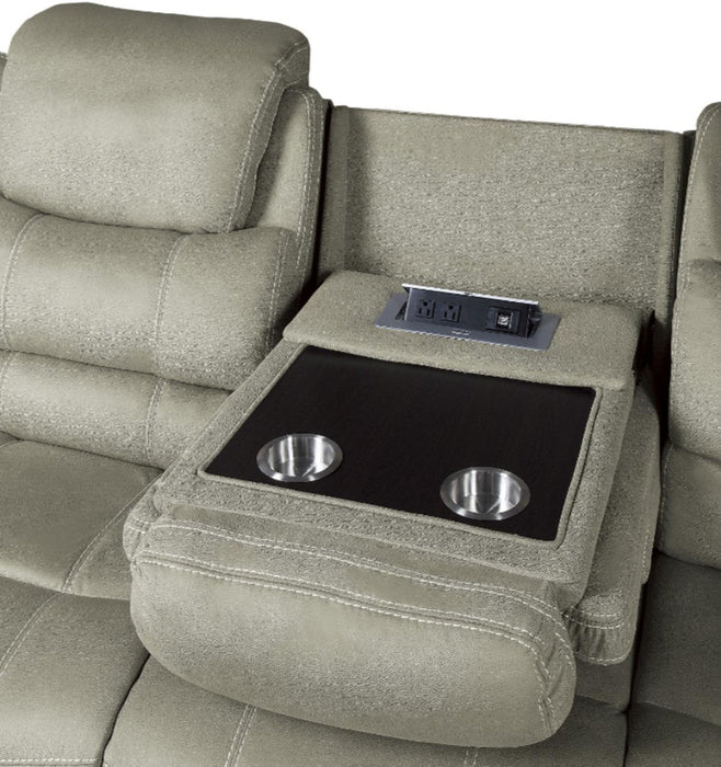 Homelegance Furniture Shola Power Double Reclining Sofa in Gray - One Stop Furniture