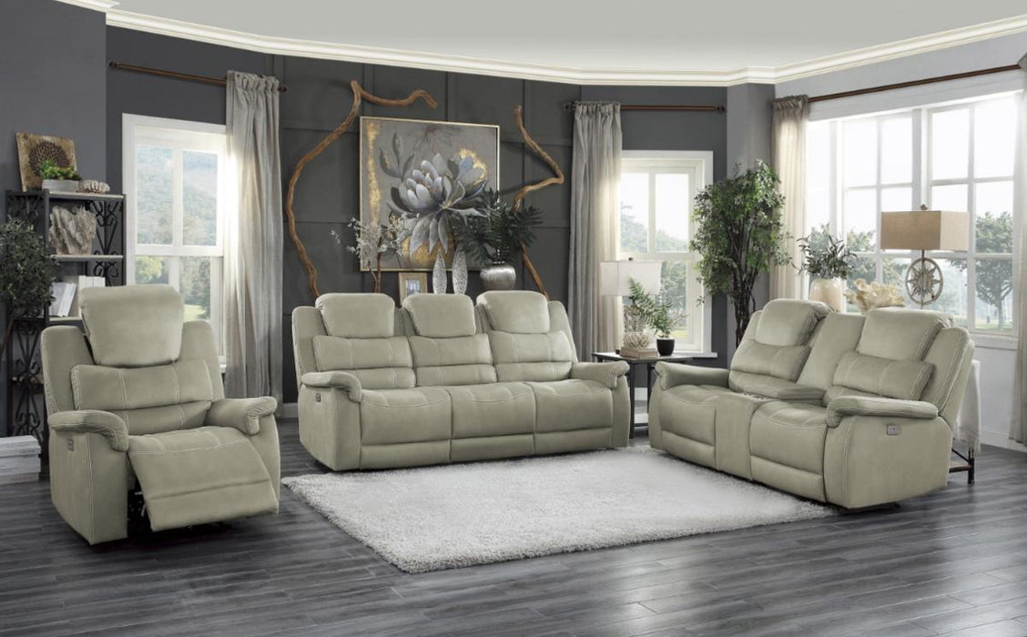 Homelegance Furniture Shola Power Double Reclining Sofa in Gray - One Stop Furniture