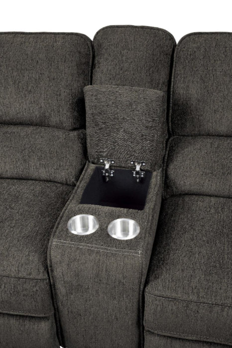 Homelegance Furniture Borneo Double Glider Reclining Loveseat in Chocolate - One Stop Furniture