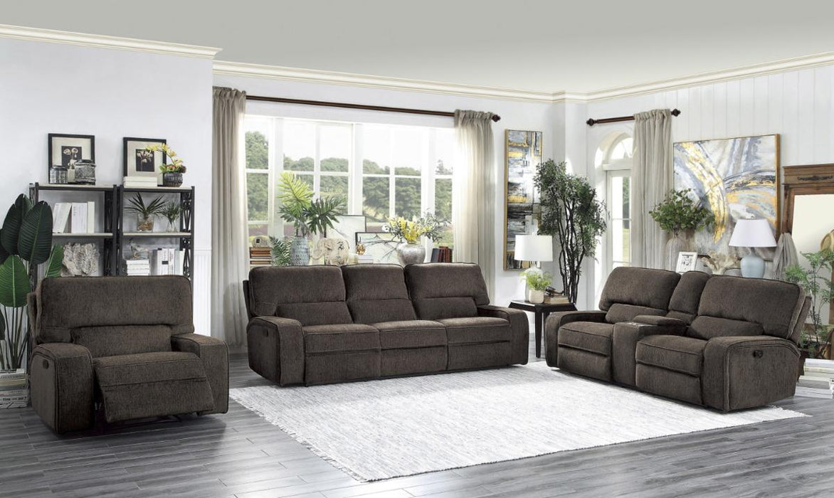 Homelegance Furniture Borneo Power Double Reclining Sofa in Chocolate - One Stop Furniture