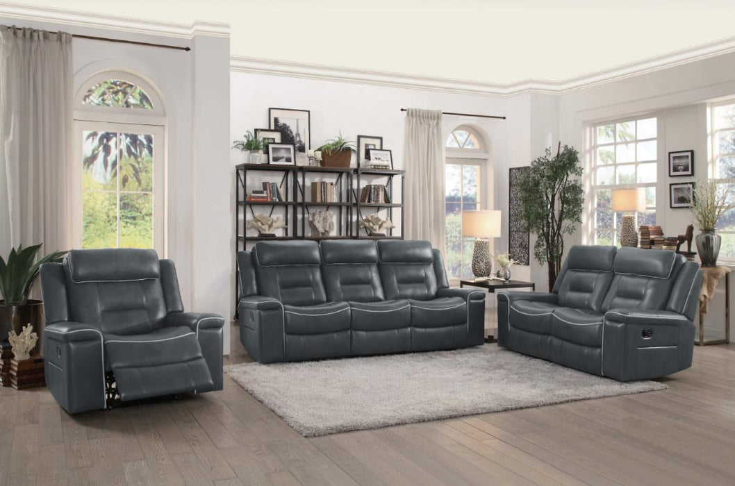 Homelegance Furniture Darwan Double Lay Flat Reclining Loveseat in Dark Gray