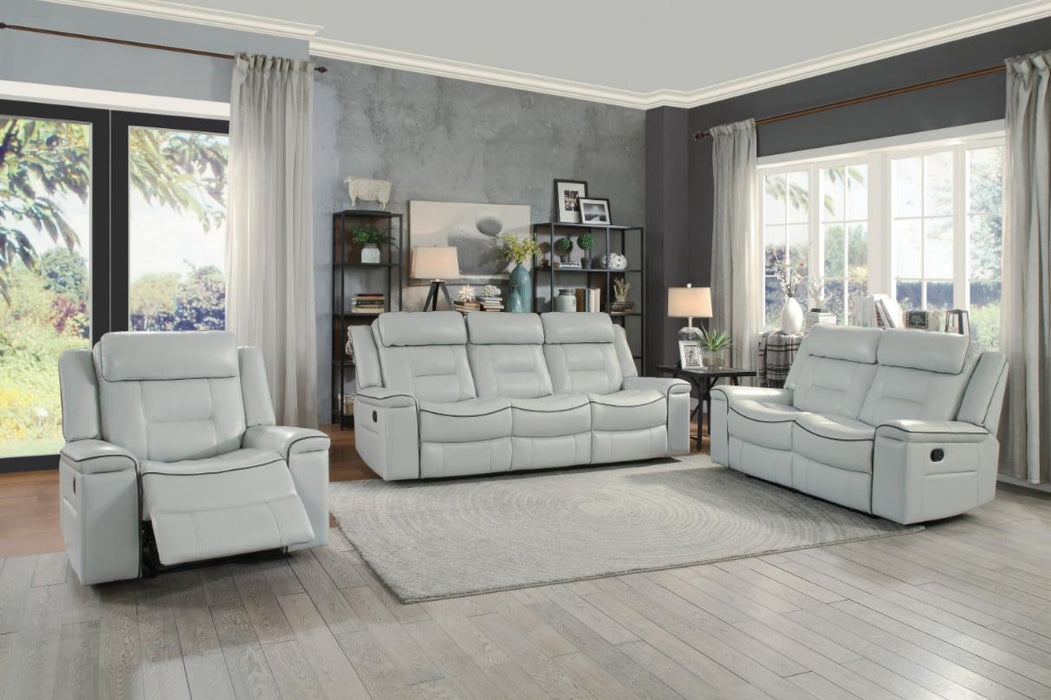 Homelegance Furniture Darwan Double Lay Flat Reclining Sofa in Light Gray