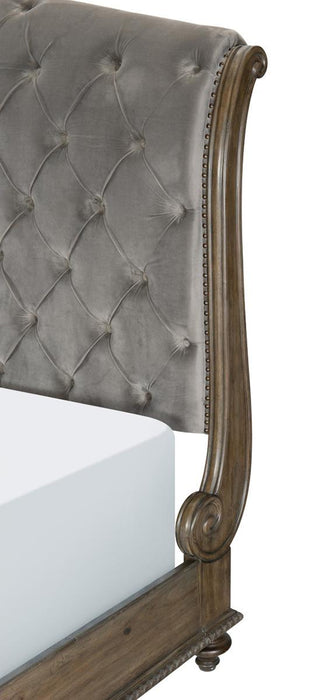 Homelegance Furniture Rachelle Queen Sleigh Bed in Weathered Pecan 1693-1* - One Stop Furniture