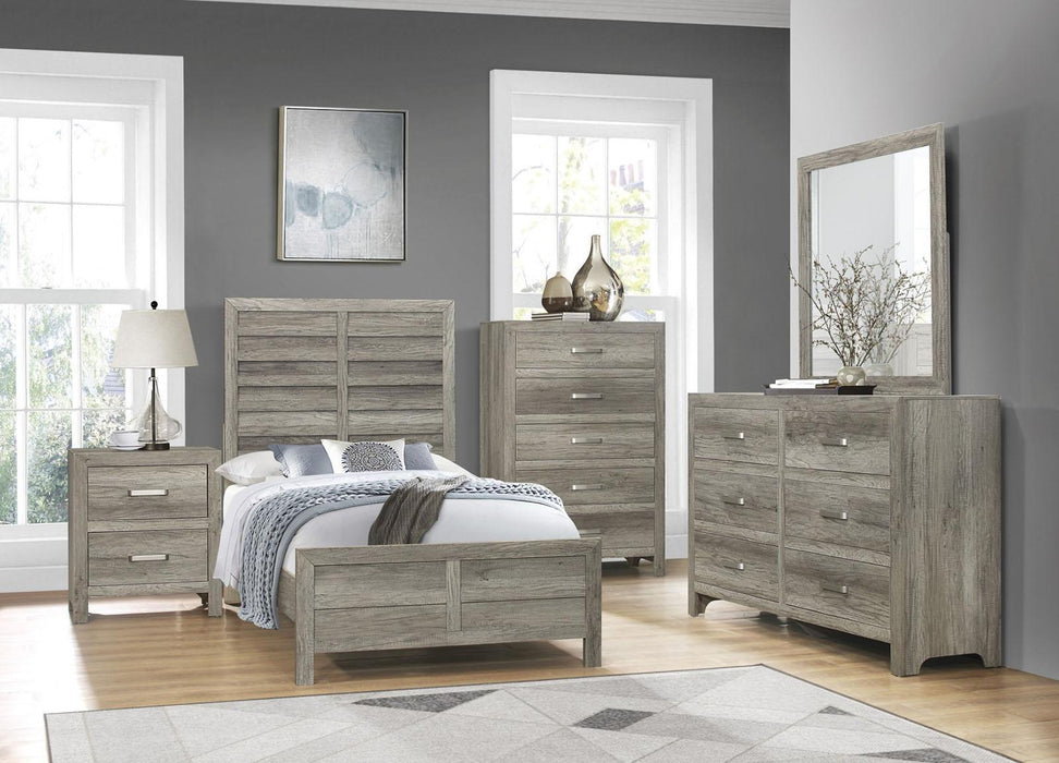 Homelegance Furniture Mandan Twin Panel Bed in Weathered Gray 1910GYT-1* - One Stop Furniture